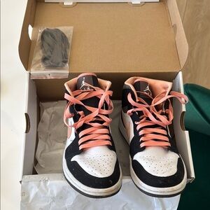 Black and White Sneakers with Pink Laces